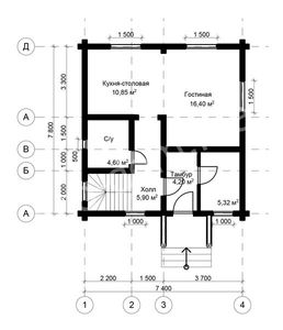 Проект дома из бревна 8х8 № ДиБ-65